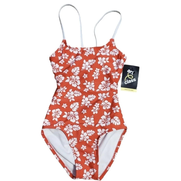 NWT Art Class Girl's Hawaiian Retreat One Piece Floral Swimsuit M 8 - Picture 2 of 6